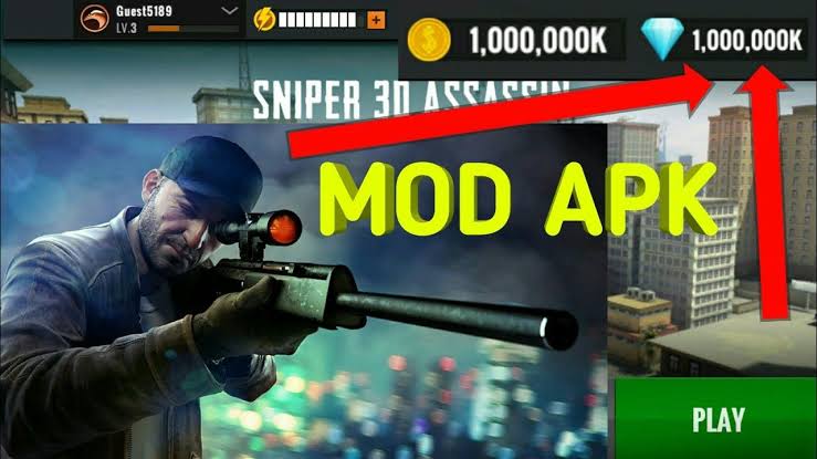 Download Sniper 3D Mod APK Unlimited Coins, Diamond, Gems & Gold Available